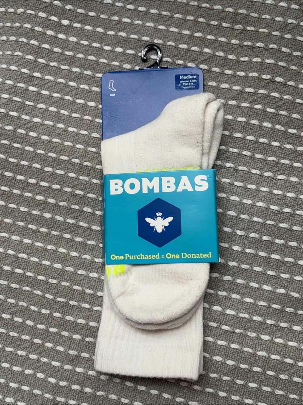Bombas Solids Calf Socks Soft White Women's Medium 1 Pair